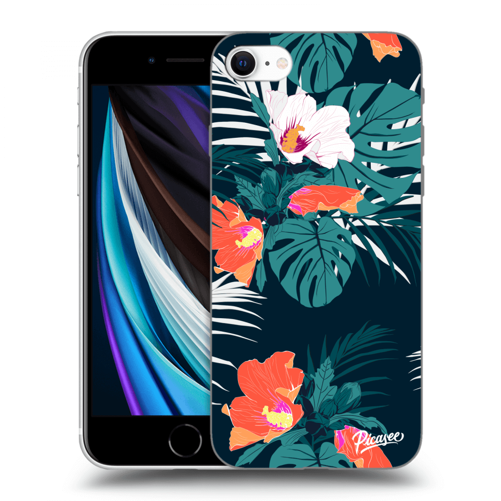 Picasee Apple iPhone SE 2020 Hülle - Schwarzes Silikon - Monstera Color