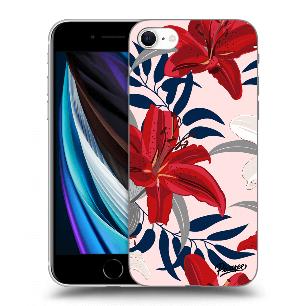 Picasee Apple iPhone SE 2020 Hülle - Transparentes Silikon - Red Lily