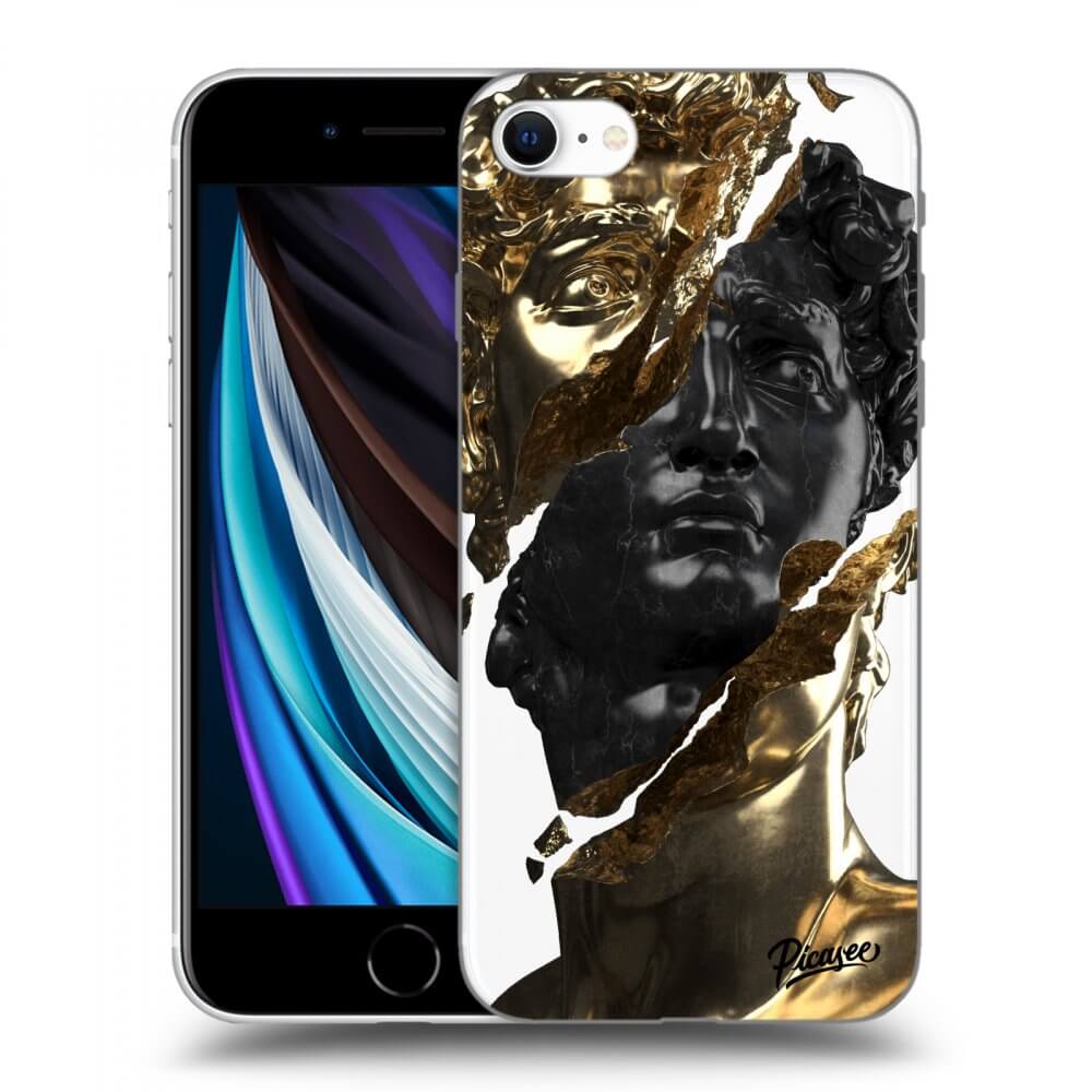 Picasee Apple iPhone SE 2020 Hülle - Transparentes Silikon - Gold - Black