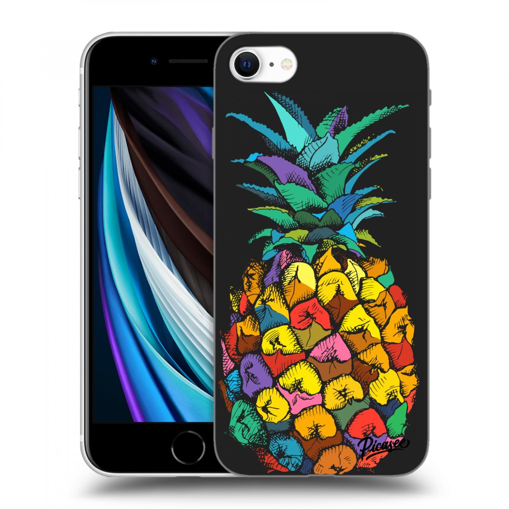 Picasee Apple iPhone SE 2020 Hülle - Schwarzes Silikon - Pineapple