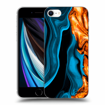 Picasee Apple iPhone SE 2020 Hülle - Schwarzes Silikon - Gold blue