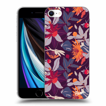 Picasee Apple iPhone SE 2020 Hülle - Schwarzes Silikon - Purple Leaf
