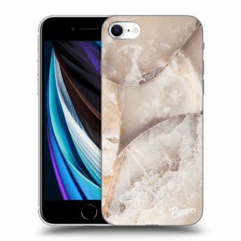 Picasee Apple iPhone SE 2020 Hülle - Schwarzes Silikon - Cream marble