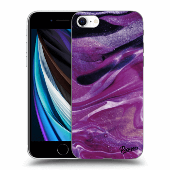 Picasee Apple iPhone SE 2020 Hülle - Schwarzes Silikon - Purple glitter