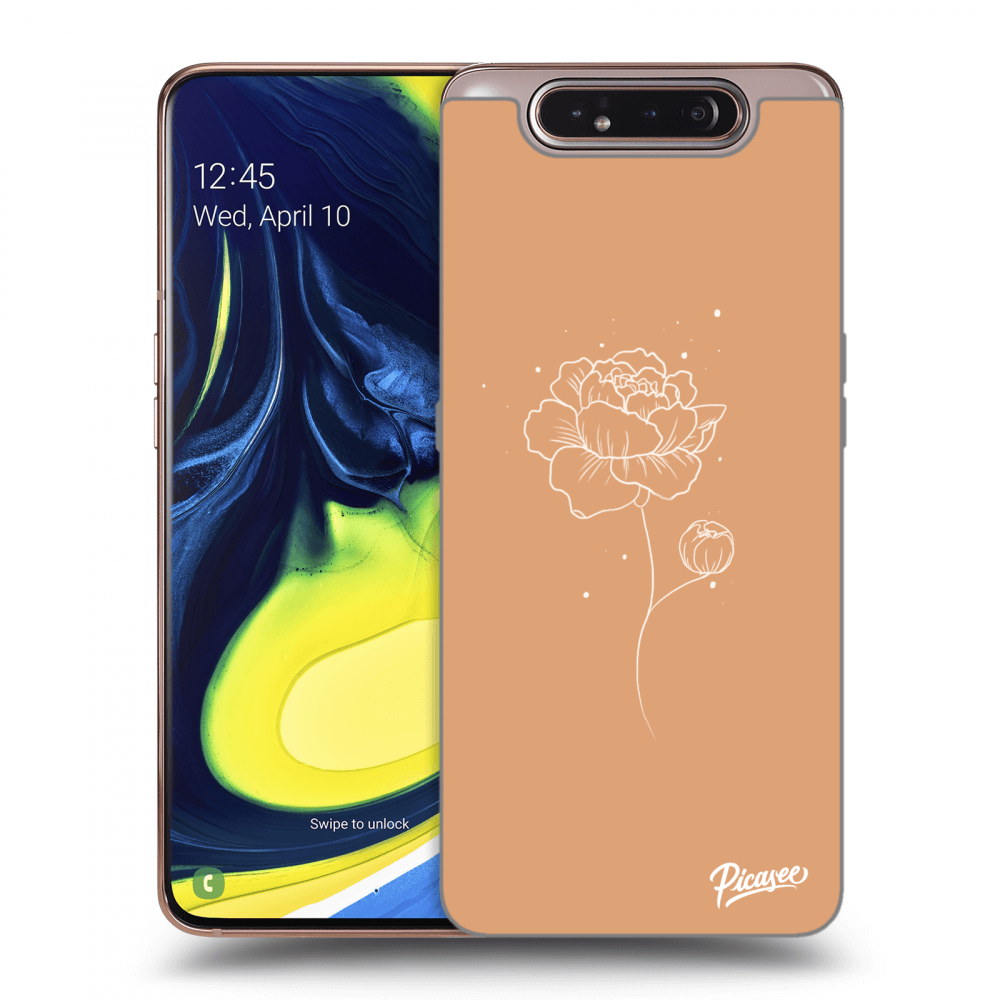 Picasee Samsung Galaxy A80 A805F Hülle - Transparentes Silikon - Peonies