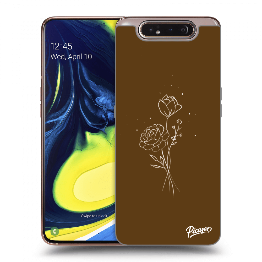 Picasee Samsung Galaxy A80 A805F Hülle - Transparentes Silikon - Brown flowers