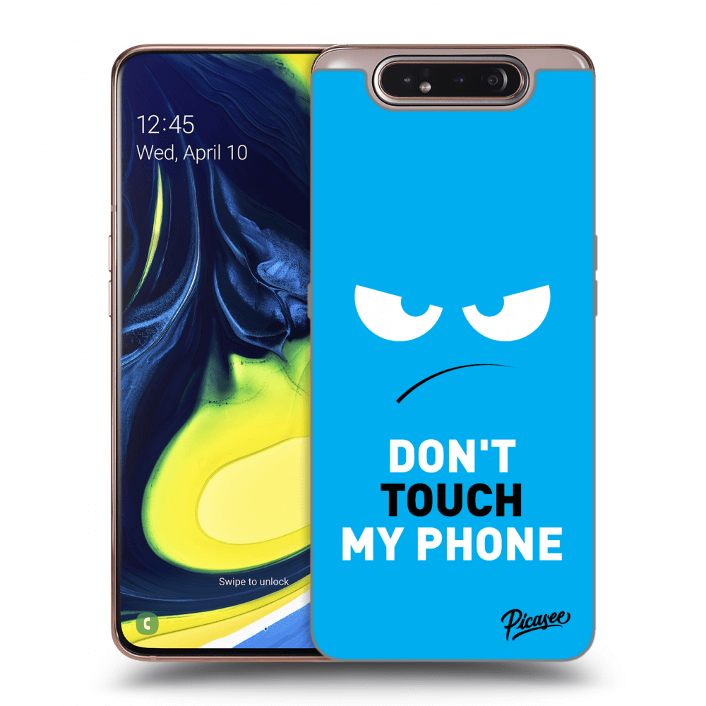 Picasee Samsung Galaxy A80 A805F Hülle - Schwarzes Silikon - Angry Eyes - Blue