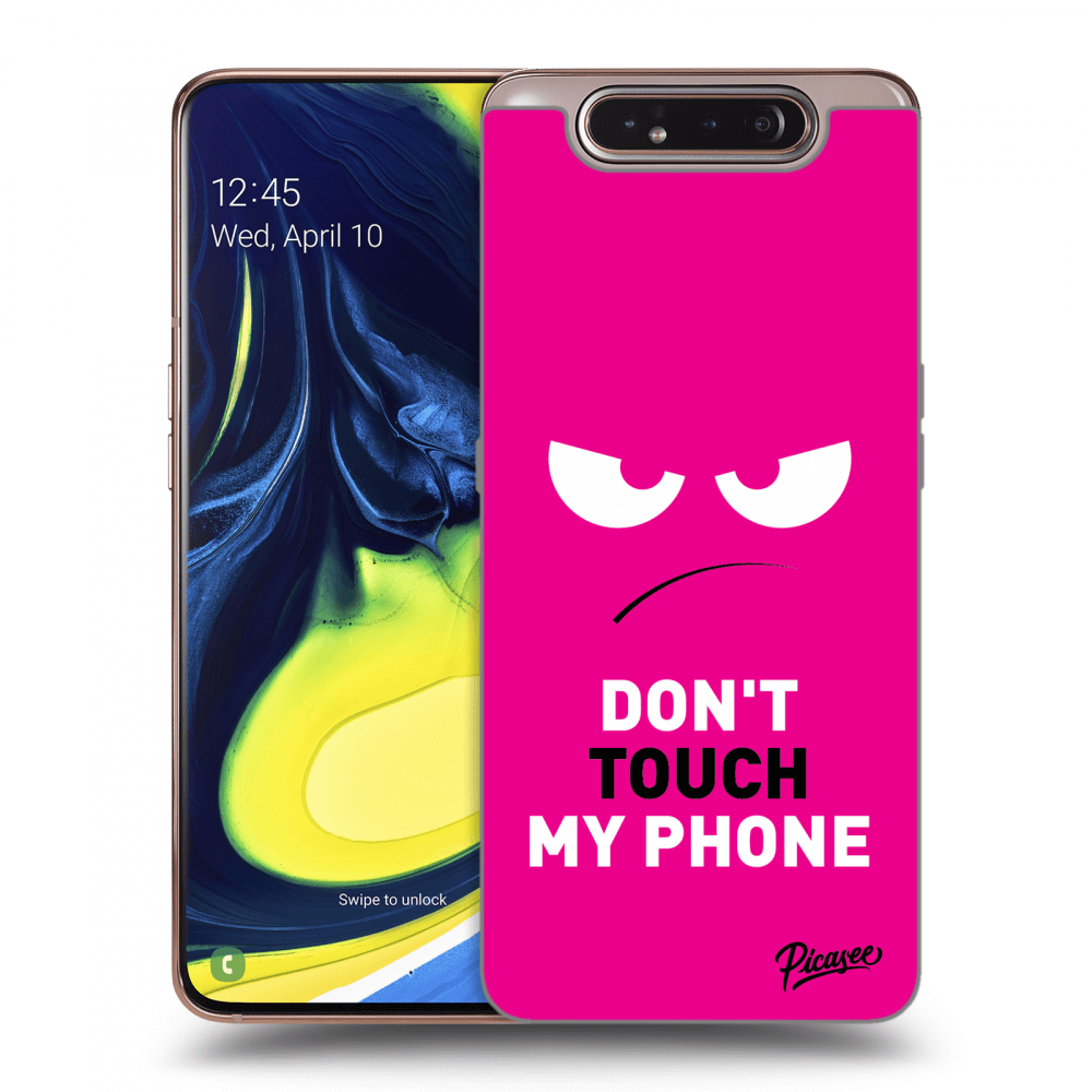 Picasee Samsung Galaxy A80 A805F Hülle - Schwarzes Silikon - Angry Eyes - Pink