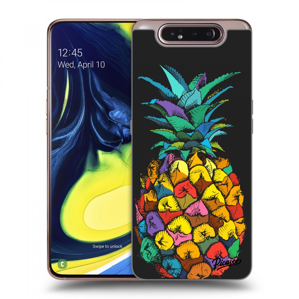 Picasee Samsung Galaxy A80 A805F Hülle - Schwarzes Silikon - Pineapple