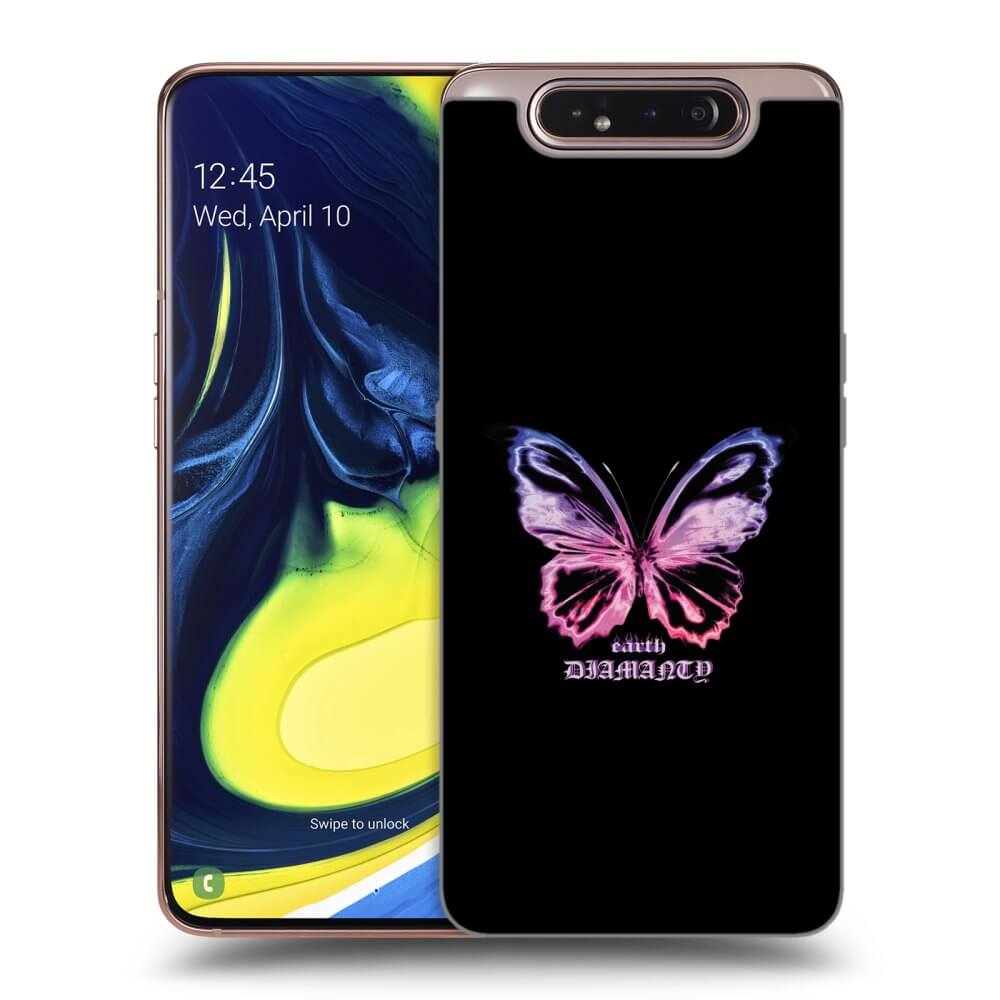 Picasee Samsung Galaxy A80 A805F Hülle - Transparentes Silikon - Diamanty Purple