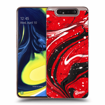 Picasee Samsung Galaxy A80 A805F Hülle - Transparentes Silikon - Red black