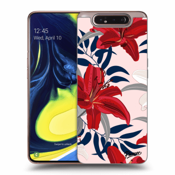Picasee Samsung Galaxy A80 A805F Hülle - Transparentes Silikon - Red Lily