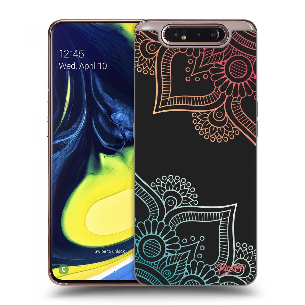 Picasee Samsung Galaxy A80 A805F Hülle - Schwarzes Silikon - Flowers pattern