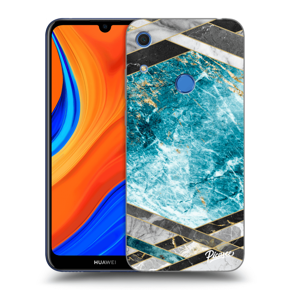 Picasee Huawei Y6S Hülle - Schwarzes Silikon - Blue geometry