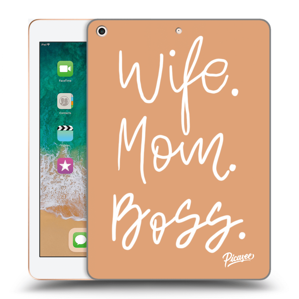 Picasee Schwarze Silikonhülle für Apple iPad 9.7" 2018 (6. gen) - Boss Mama
