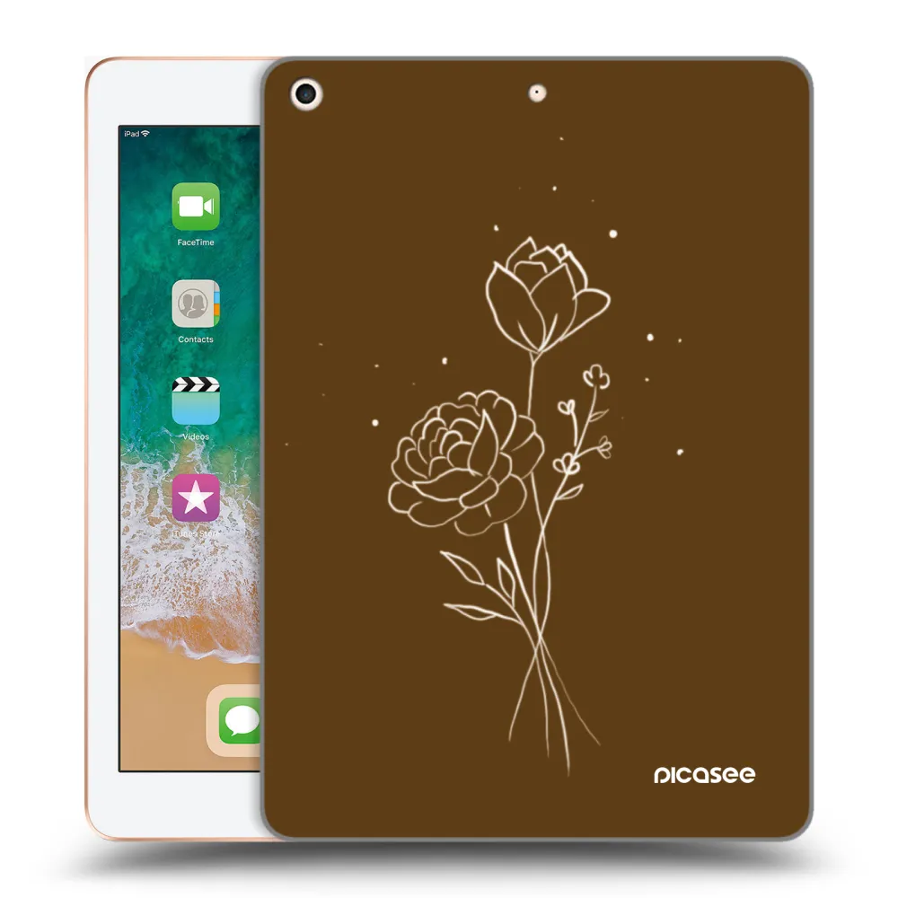 Picasee transparente Silikonhülle für Apple iPad 9.7" 2018 (6. gen) - Brown flowers