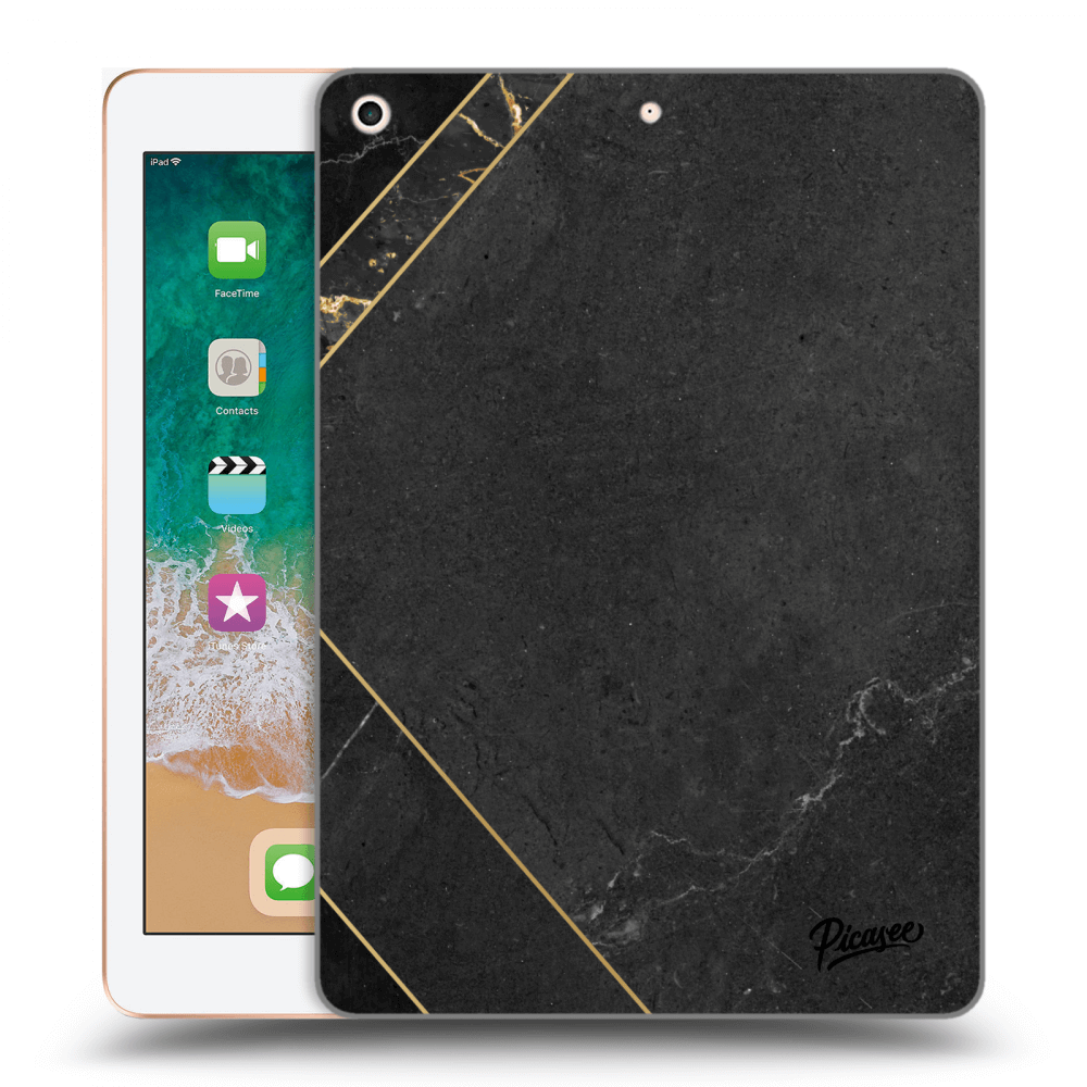 Picasee transparente Silikonhülle für Apple iPad 9.7" 2018 (6. gen) - Black tile