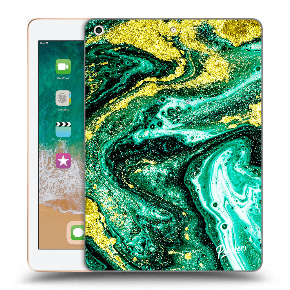 Picasee Schwarze Silikonhülle für Apple iPad 9.7" 2018 (6. gen) - Green Gold