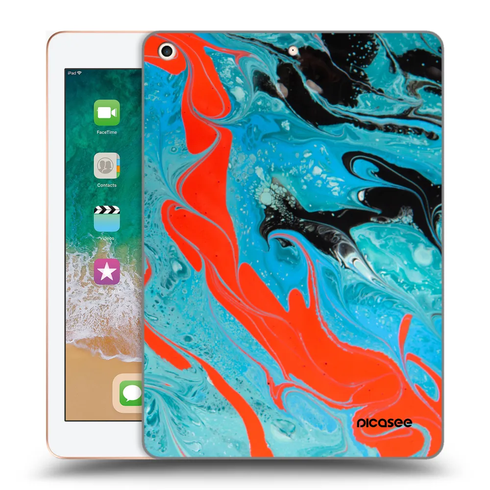 Picasee transparente Silikonhülle für Apple iPad 9.7" 2018 (6. gen) - Blue Magma