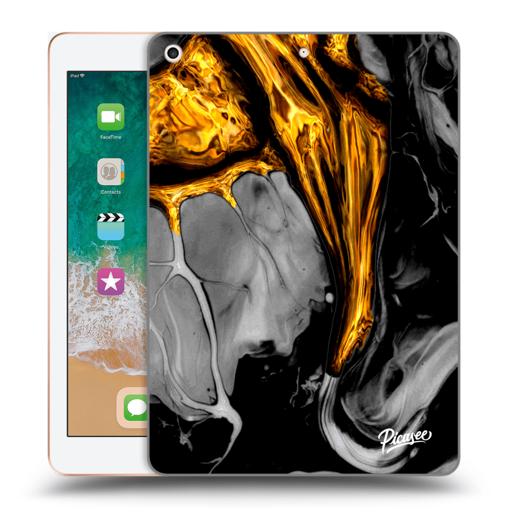 Picasee transparente Silikonhülle für Apple iPad 9.7" 2018 (6. gen) - Black Gold