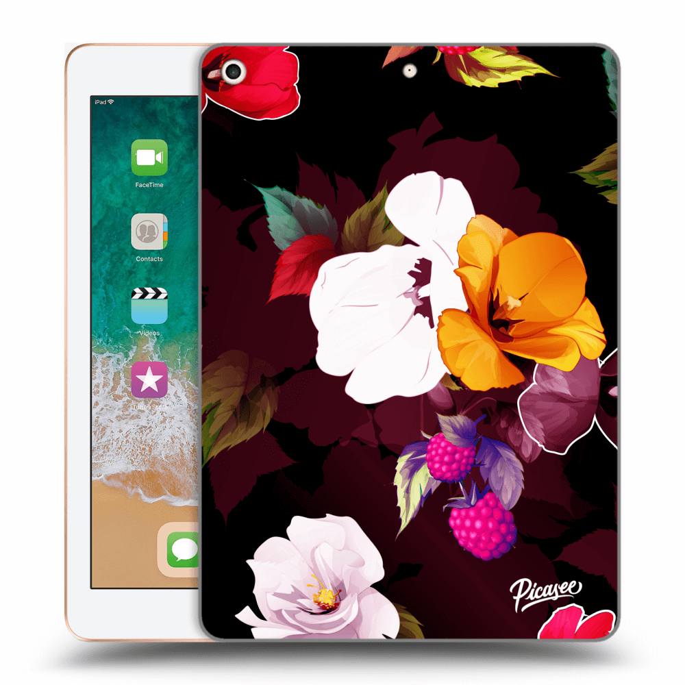 Picasee Schwarze Silikonhülle für Apple iPad 9.7" 2018 (6. gen) - Flowers and Berries