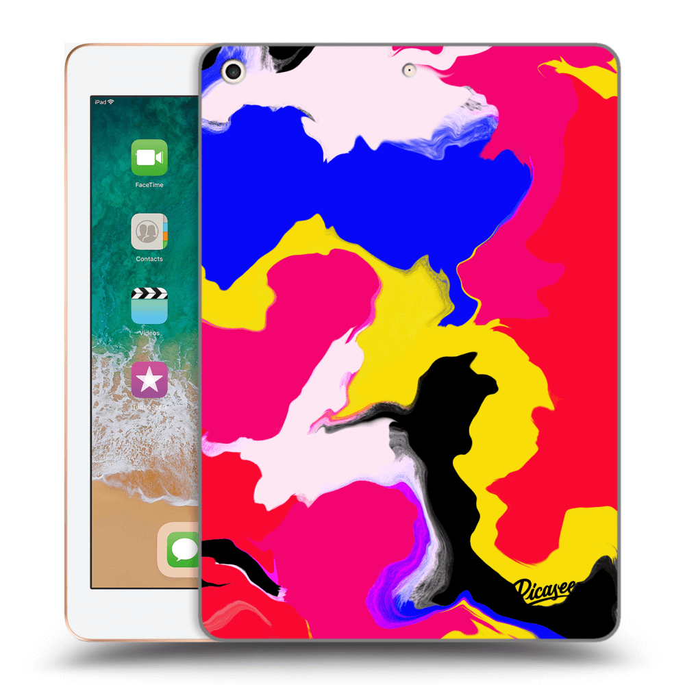 Picasee Schwarze Silikonhülle für Apple iPad 9.7" 2018 (6. gen) - Watercolor