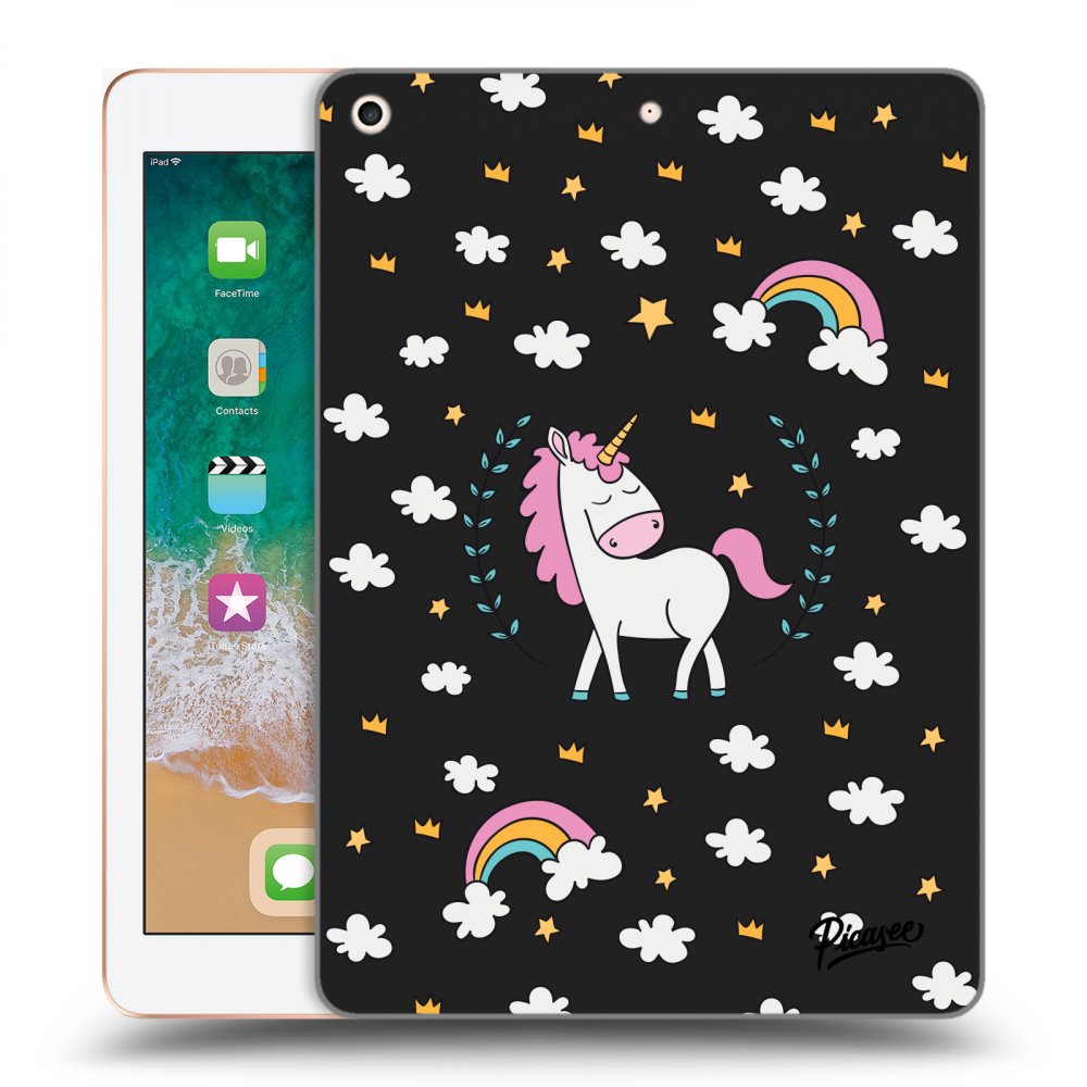 Picasee Schwarze Silikonhülle für Apple iPad 9.7" 2018 (6. gen) - Unicorn star heaven