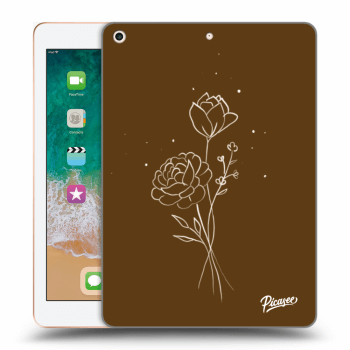 Picasee Schwarze Silikonhülle für Apple iPad 9.7" 2018 (6. gen) - Brown flowers