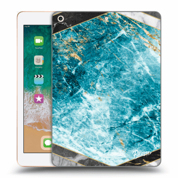 Picasee Schwarze Silikonhülle für Apple iPad 9.7" 2018 (6. gen) - Blue geometry