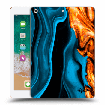 Picasee Schwarze Silikonhülle für Apple iPad 9.7" 2018 (6. gen) - Gold blue