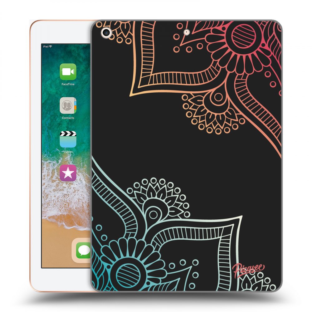 Picasee Schwarze Silikonhülle für Apple iPad 9.7" 2018 (6. gen) - Flowers pattern