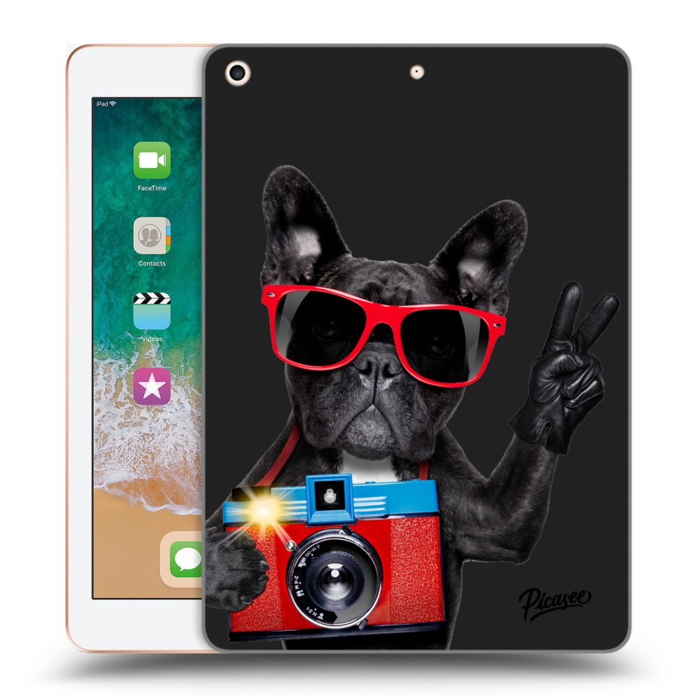 Picasee Schwarze Silikonhülle für Apple iPad 9.7" 2018 (6. gen) - French Bulldog