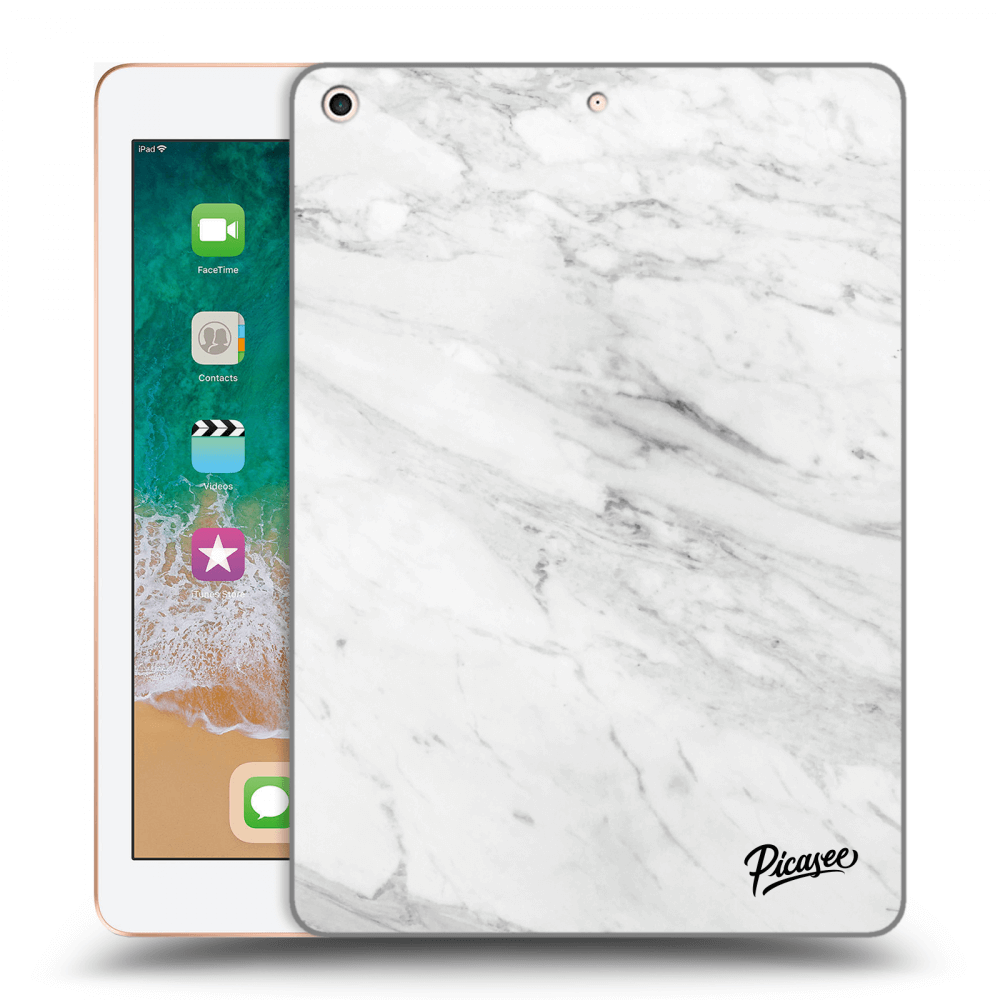 Picasee Schwarze Silikonhülle für Apple iPad 9.7" 2018 (6. gen) - White marble