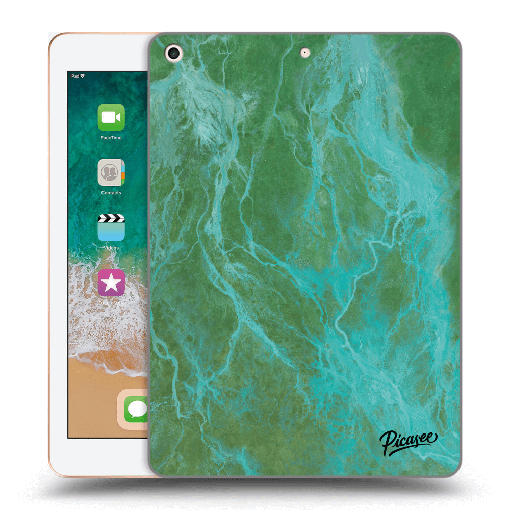 Picasee transparente Silikonhülle für Apple iPad 9.7" 2018 (6. gen) - Green marble