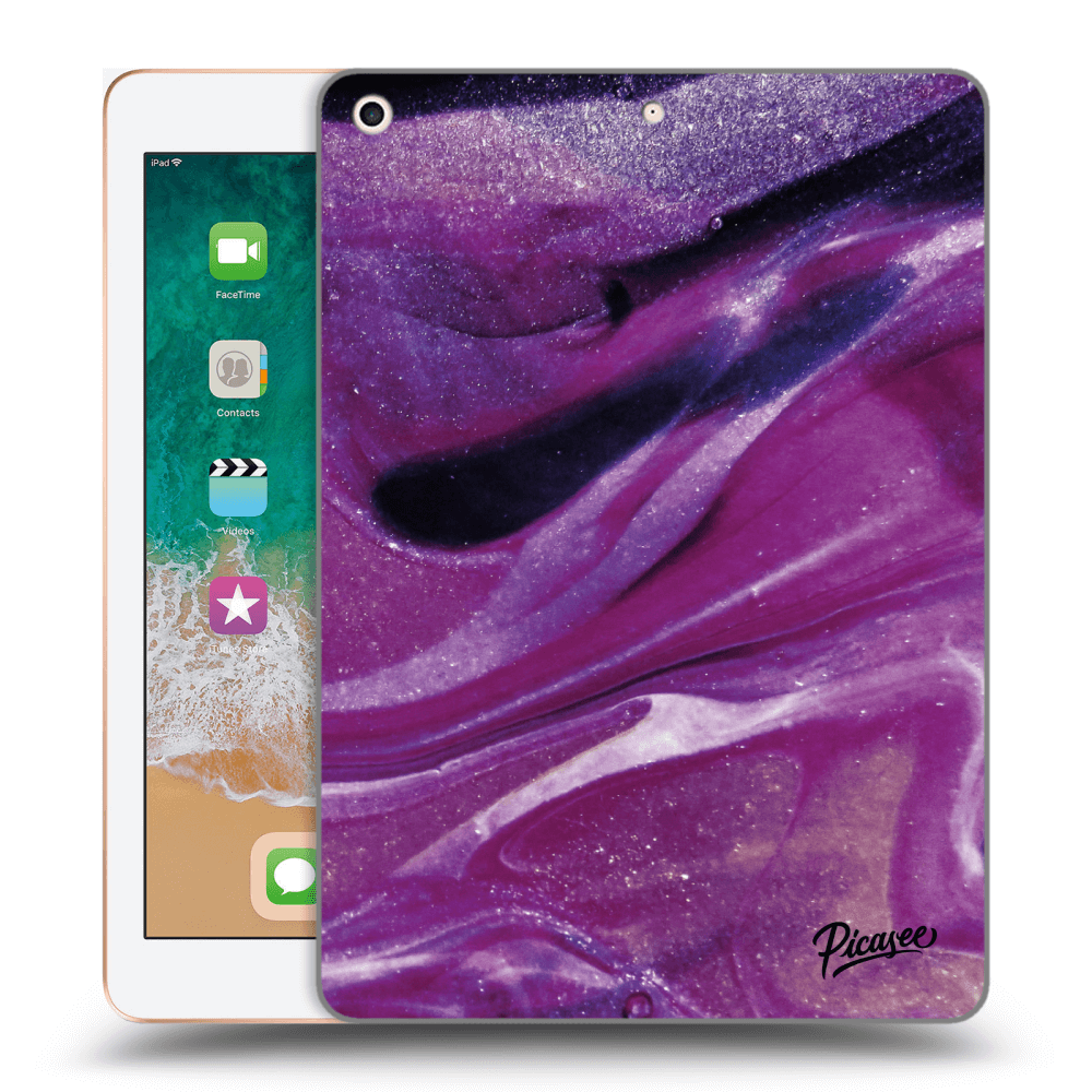 Picasee transparente Silikonhülle für Apple iPad 9.7" 2018 (6. gen) - Purple glitter