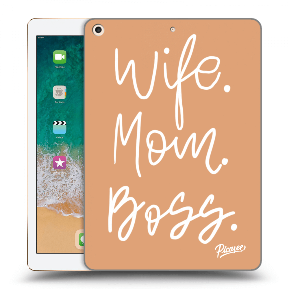 Picasee Schwarze Silikonhülle für Apple iPad 9.7" 2017 (5. gen) - Boss Mama