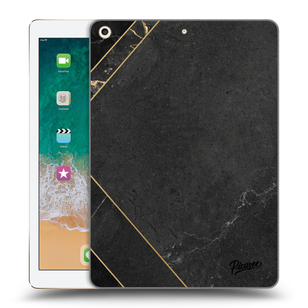 Picasee transparente Silikonhülle für Apple iPad 9.7" 2017 (5. gen) - Black tile