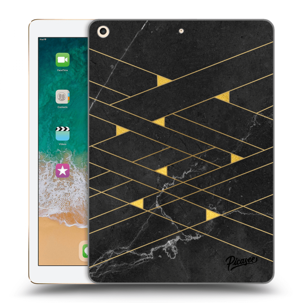 Picasee Schwarze Silikonhülle für Apple iPad 9.7" 2017 (5. gen) - Gold Minimal