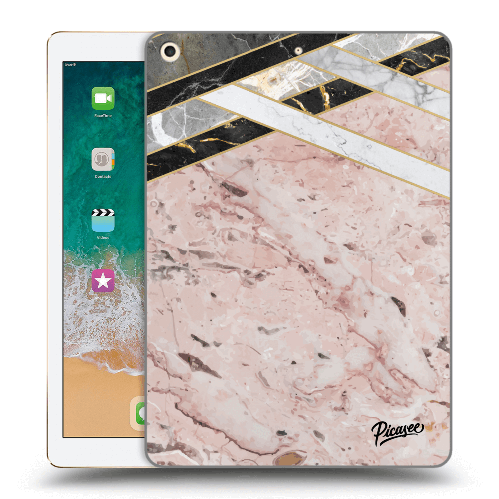 Picasee Schwarze Silikonhülle für Apple iPad 9.7" 2017 (5. gen) - Pink geometry
