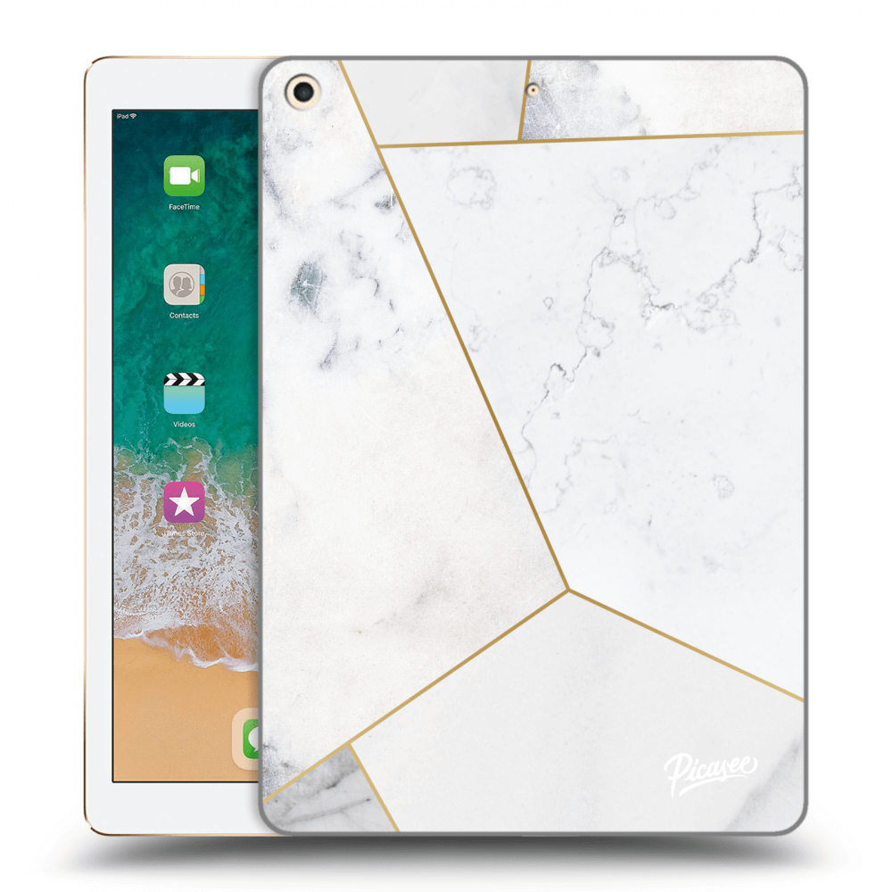 Picasee Schwarze Silikonhülle für Apple iPad 9.7" 2017 (5. gen) - White tile
