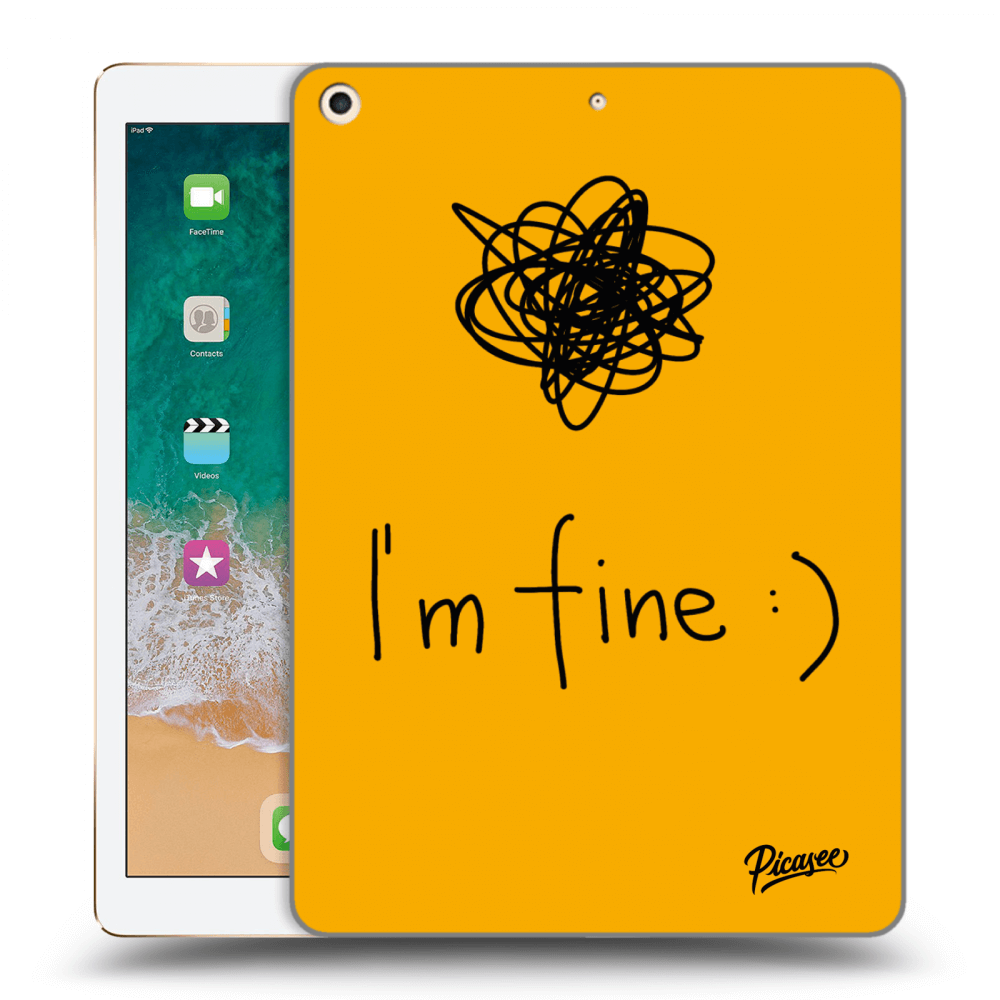Picasee Schwarze Silikonhülle für Apple iPad 9.7" 2017 (5. gen) - I am fine