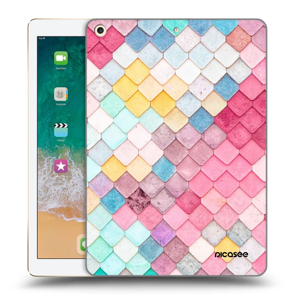 Picasee transparente Silikonhülle für Apple iPad 9.7" 2017 (5. gen) - Farbiges Dach