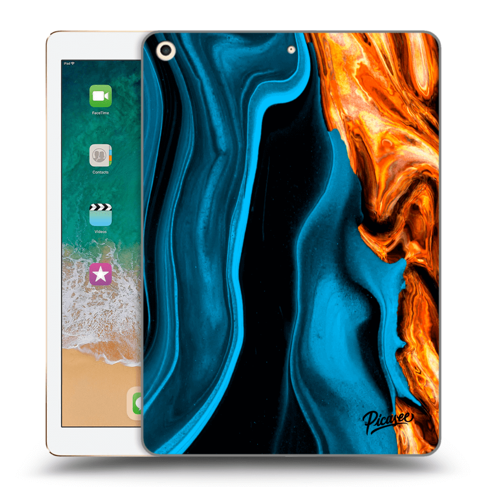 Picasee transparente Silikonhülle für Apple iPad 9.7" 2017 (5. gen) - Gold blue
