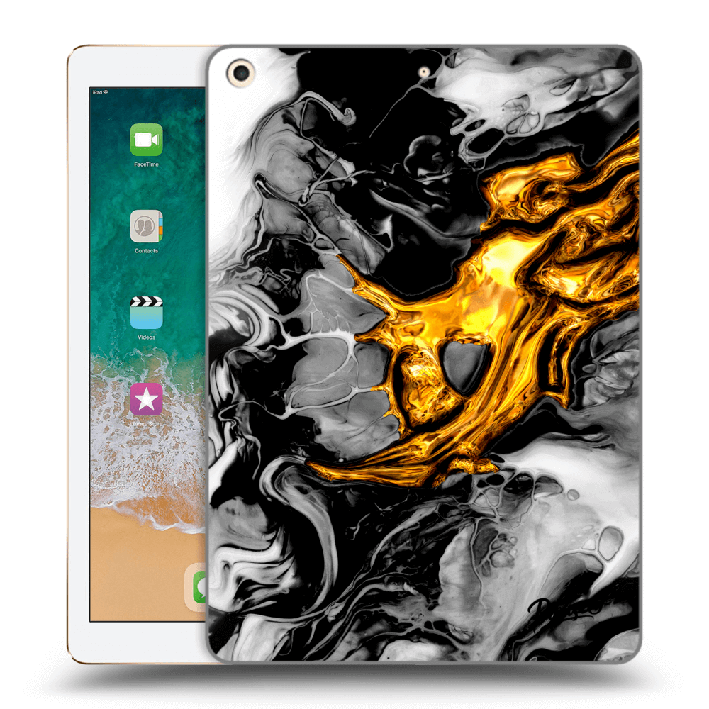 Picasee Schwarze Silikonhülle für Apple iPad 9.7" 2017 (5. gen) - Black Gold 2