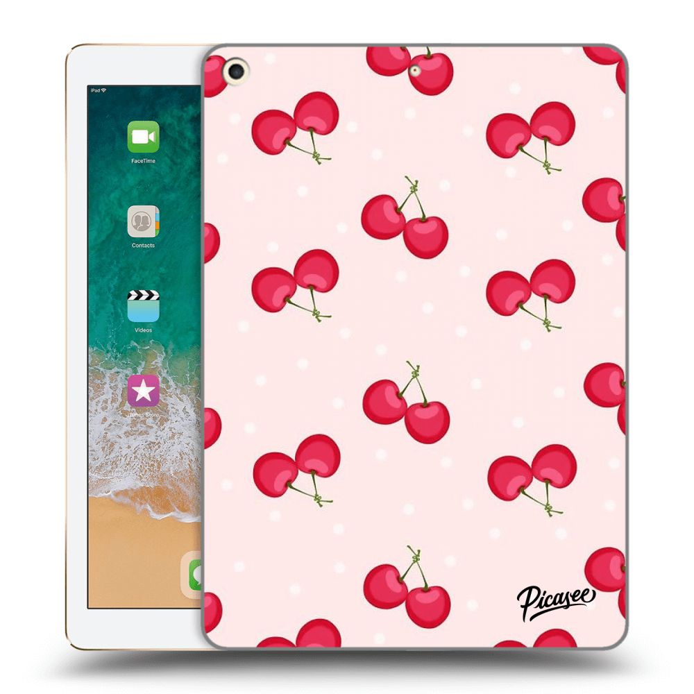 Picasee Schwarze Silikonhülle für Apple iPad 9.7" 2017 (5. gen) - Cherries
