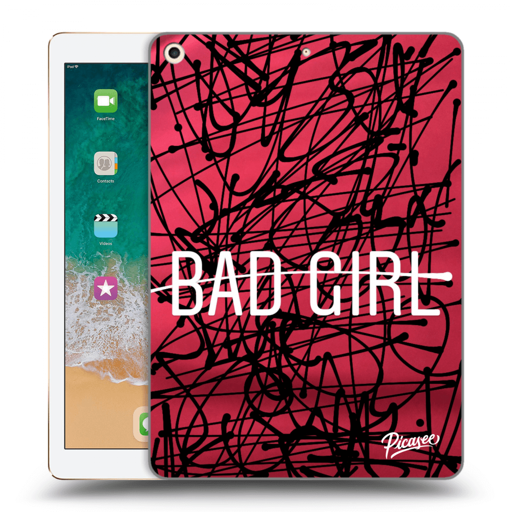 Picasee Schwarze Silikonhülle für Apple iPad 9.7" 2017 (5. gen) - Bad girl