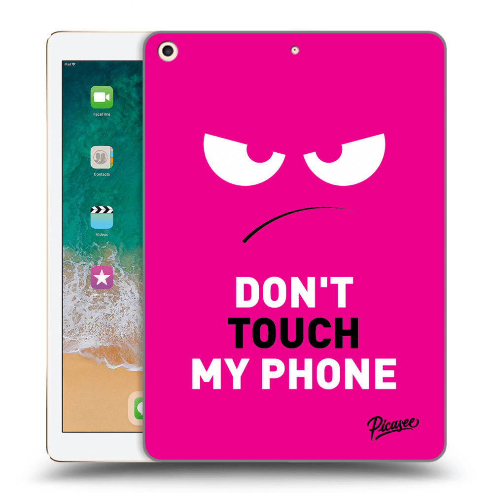 Picasee transparente Silikonhülle für Apple iPad 9.7" 2017 (5. gen) - Angry Eyes - Pink