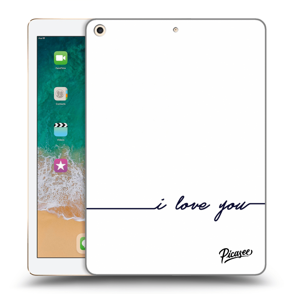 Picasee Schwarze Silikonhülle für Apple iPad 9.7" 2017 (5. gen) - I love you