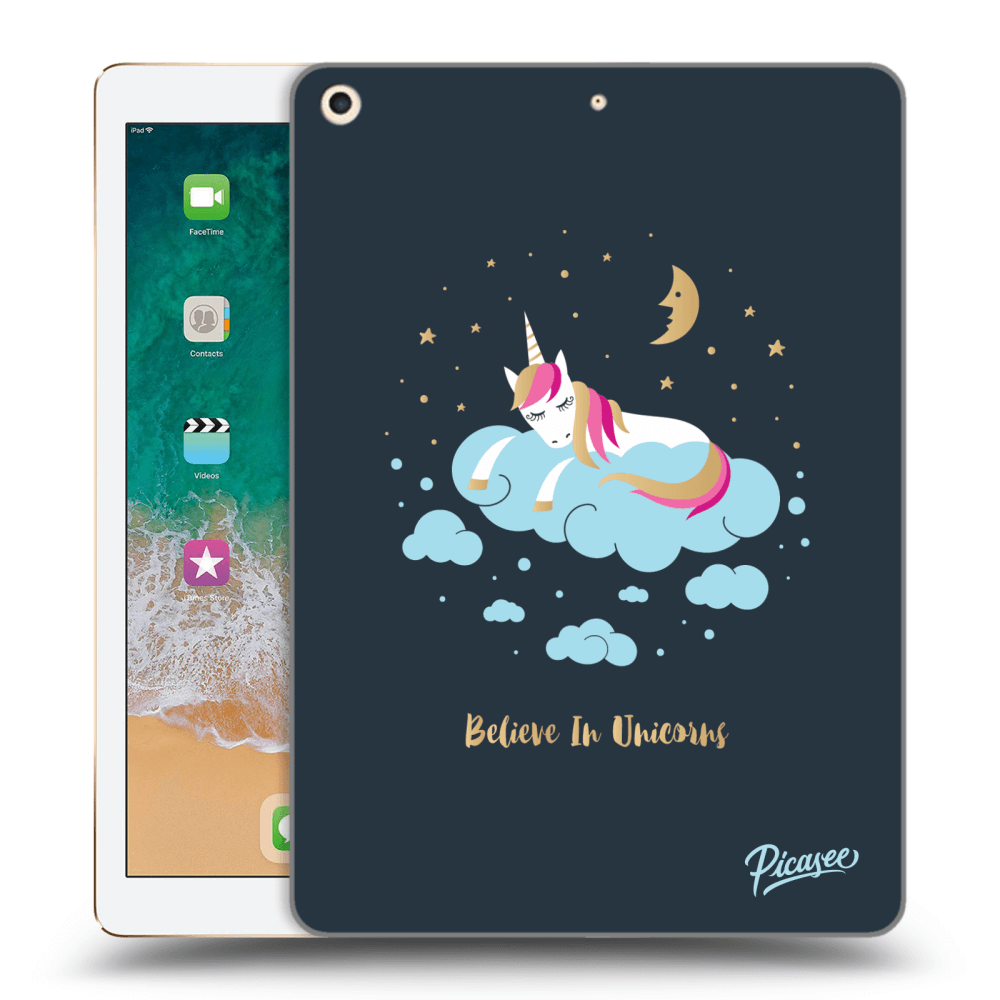 Picasee transparente Silikonhülle für Apple iPad 9.7" 2017 (5. gen) - Believe In Unicorns