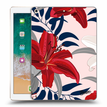 Picasee transparente Silikonhülle für Apple iPad 9.7" 2017 (5. gen) - Red Lily